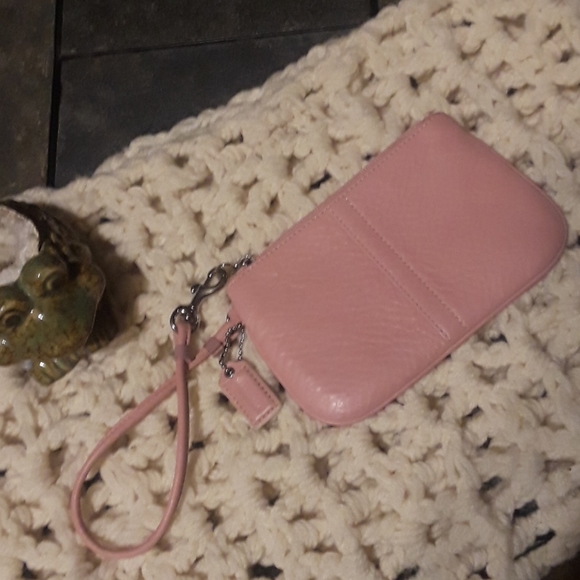 Coach Handbags - Coach Pink Leather Wristlet